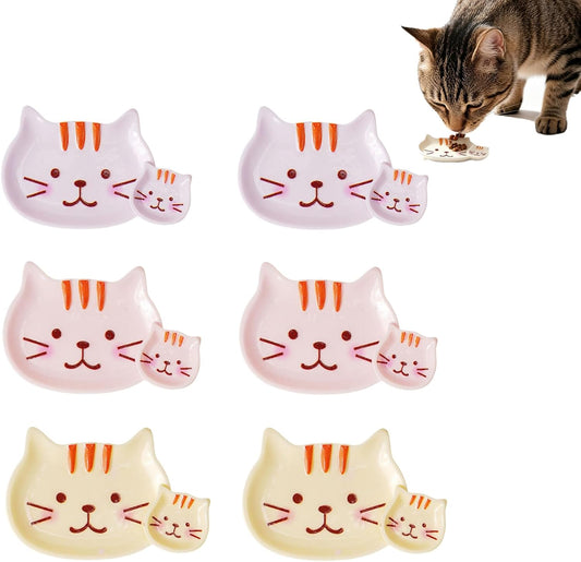 6 Pcs Plastic Cat Bowls, 5.4cm Wide, 3 Colors