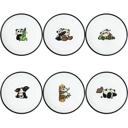 SOCOSY Super Cute Cartoon Animal Ceramic Sauce Dishes, Seasoning Dishes, Little Cat Dog Bird Feeding Bowls, Sushi Soy Dipping Bowls, Appetizer Plates, Dessert Plates, Set of 6-Cats-5 Inch