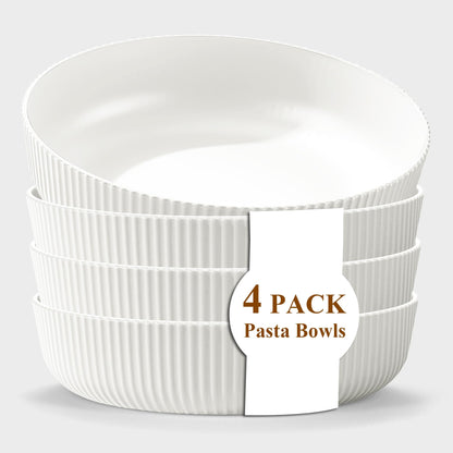 Kyraton Pasta Bowls Set of 4, 37oz Salad Bowls Soup Bowls Large Pasta Serving Bowl Plastic Unbreakable Serving Dishes Dinner Bowls (Dark Green)