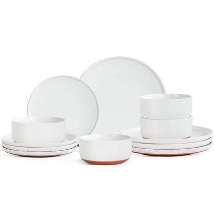 Ceramic Dinner Plates, 10.25 Inch, Set for 4, Elegant Green