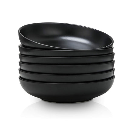 Selamica Ceramic Pasta Bowls Set 34 OZ, Large Salad Bowl 8.6 Inch Deep Plates for Pasta Soup, Microwave & Dishwasher Safe, Set of 6, Gradient Blue