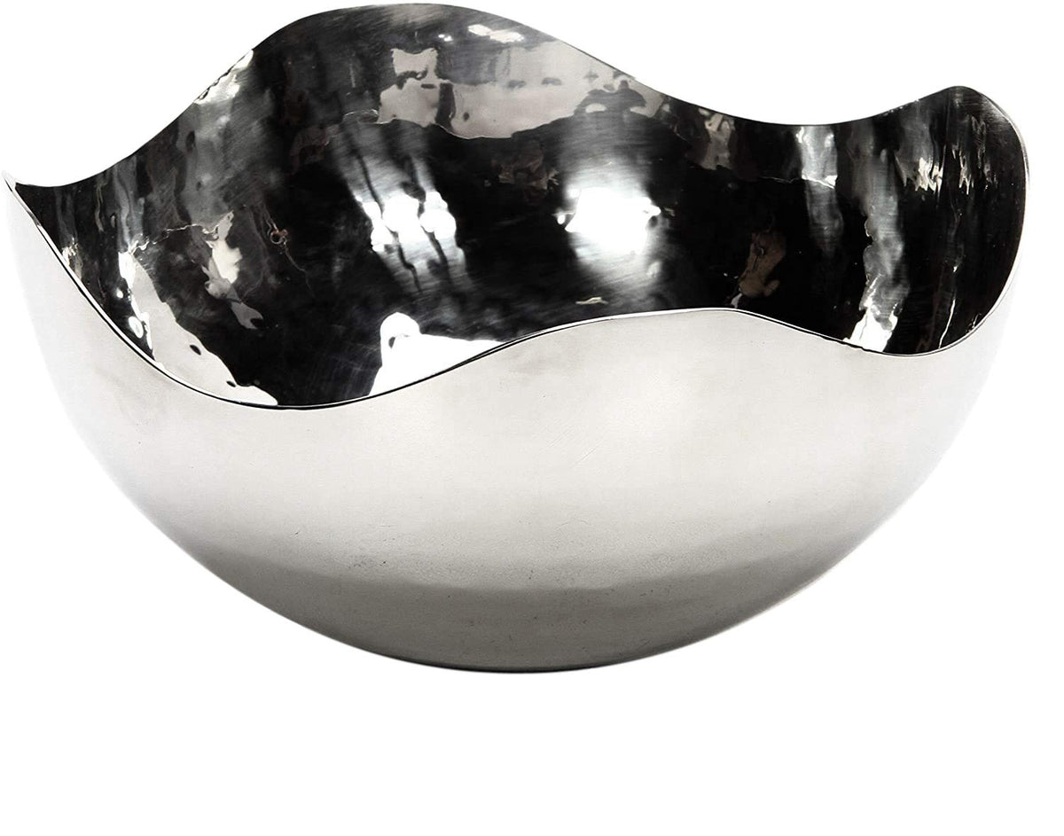 Hosley 10" Long Silver Finish Metal Bowl Modern Elegance for Serving and Decor Contemporary Accent for Stylish Homes Sophisticated