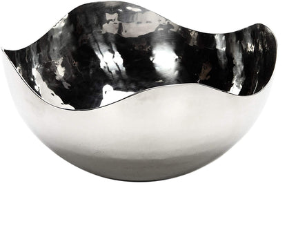 Hosley 10" Long Silver Finish Metal Bowl Modern Elegance for Serving and Decor Contemporary Accent for Stylish Homes Sophisticated