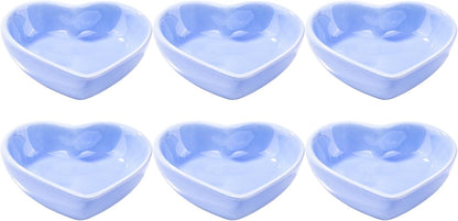 Ceramic Dipping Bowl Set of 6, 3.1'' Blue Heart‑Shaped Small Sauce Dishes