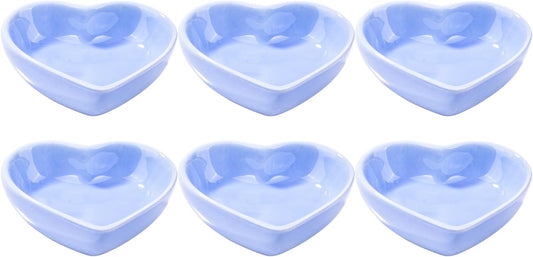 Ceramic Dipping Bowl Set of 6, 3.1'' Blue Heart‑Shaped Small Sauce Dishes