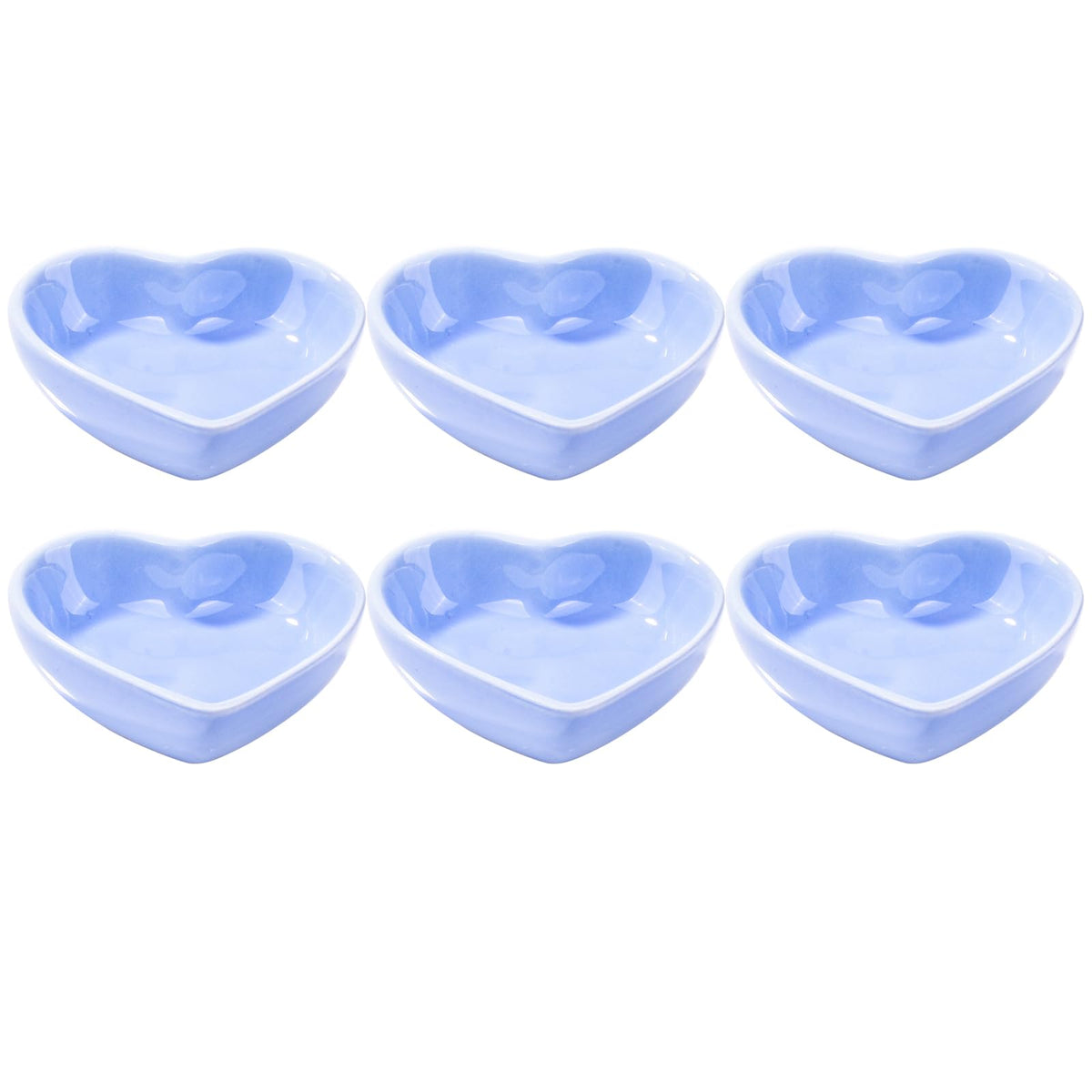 Ceramic Dipping Bowl Set of 6, 3.1'' Blue Heart‑Shaped Small Sauce Dishes