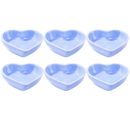 Ceramic Dipping Bowl Set of 6, 3.1'' Blue Heart‑Shaped Small Sauce Dishes