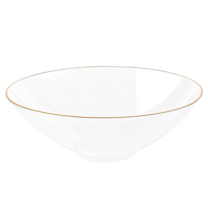 [16 OZ 40 Count] White Plastic Organic Party Soup bowls With Silver Rim Premium heavyweight Elegant Disposable Tableware Dishes
