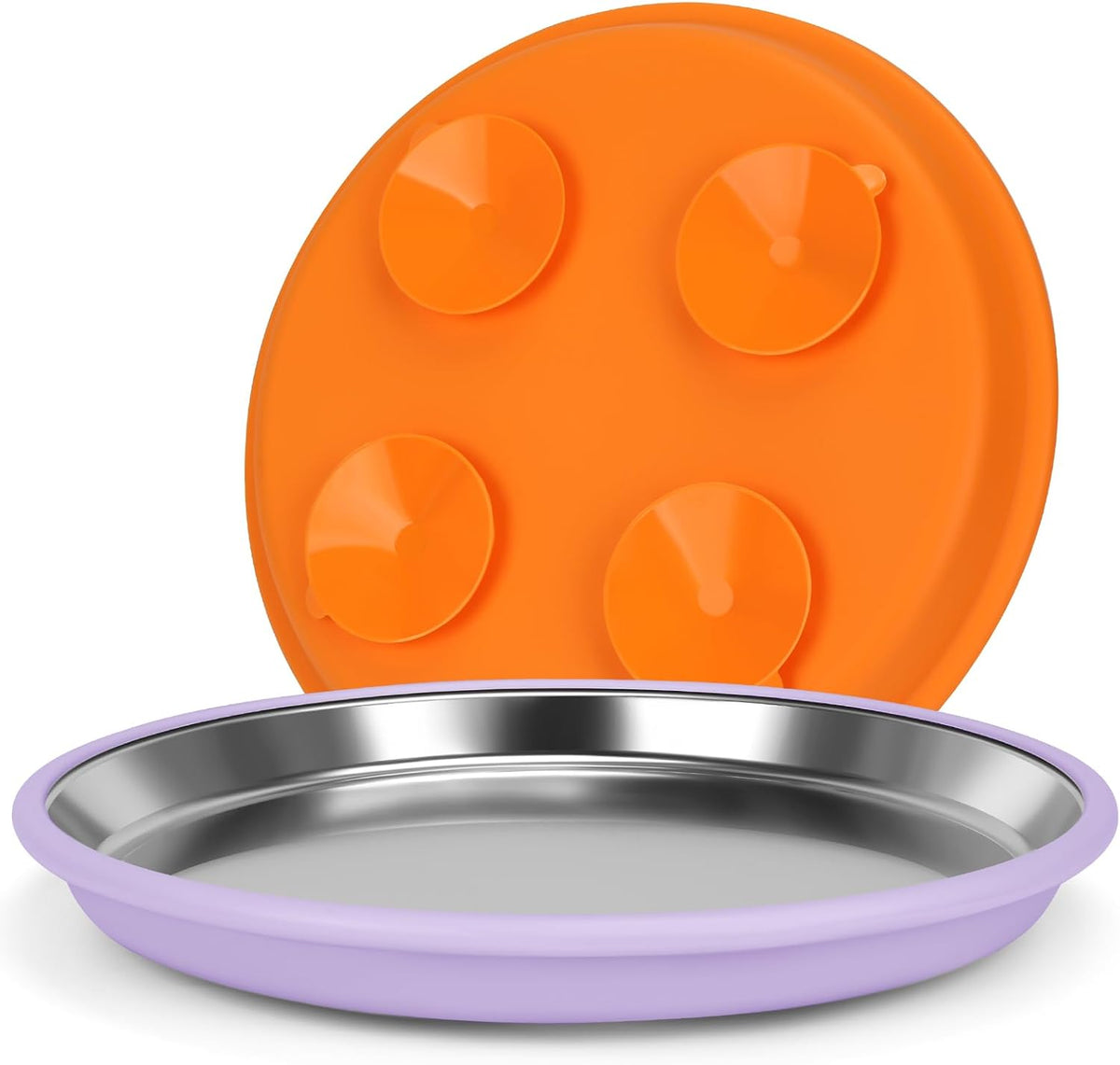 Yummy Sam 2 Pcs Whisker Fatigue Shallow Wide Cat Bowls Set, Purple Orange