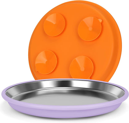 Yummy Sam 2 Pcs Whisker Fatigue Shallow Wide Cat Bowls Set, Purple Orange