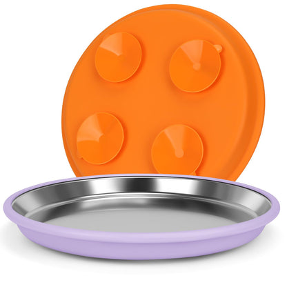 Yummy Sam 2 Pcs Whisker Fatigue Shallow Wide Cat Bowls Set, Purple Orange