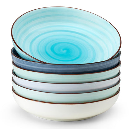 Sweese 6-Pack Ceramic Pasta Bowls, Neutral Extra Large 30 Fl Oz Durable Professional Grade