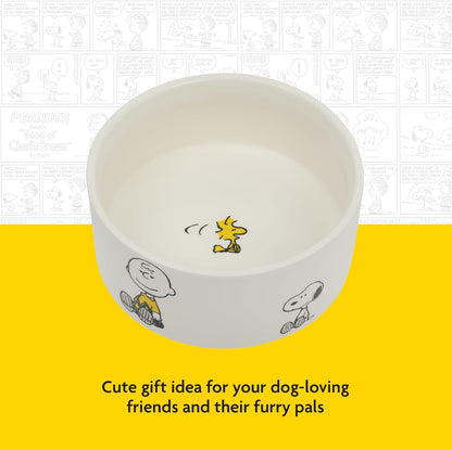 Peanuts Snoopy & Charlie Brown 6" Stoneware Dog Food Bowl – for Small to Medium Dogs – Cute Cartoon Pet Dish, Durable & Easy to Clean – Puppy Feeding