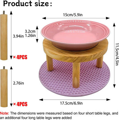 Elevated Cat Bowls Raised Ceramic Cat Dishes Adjustable Height Stand Whisker Fatigue Friendly Food Plates Feeding Station for Kittens Puppies Dog(Pink)