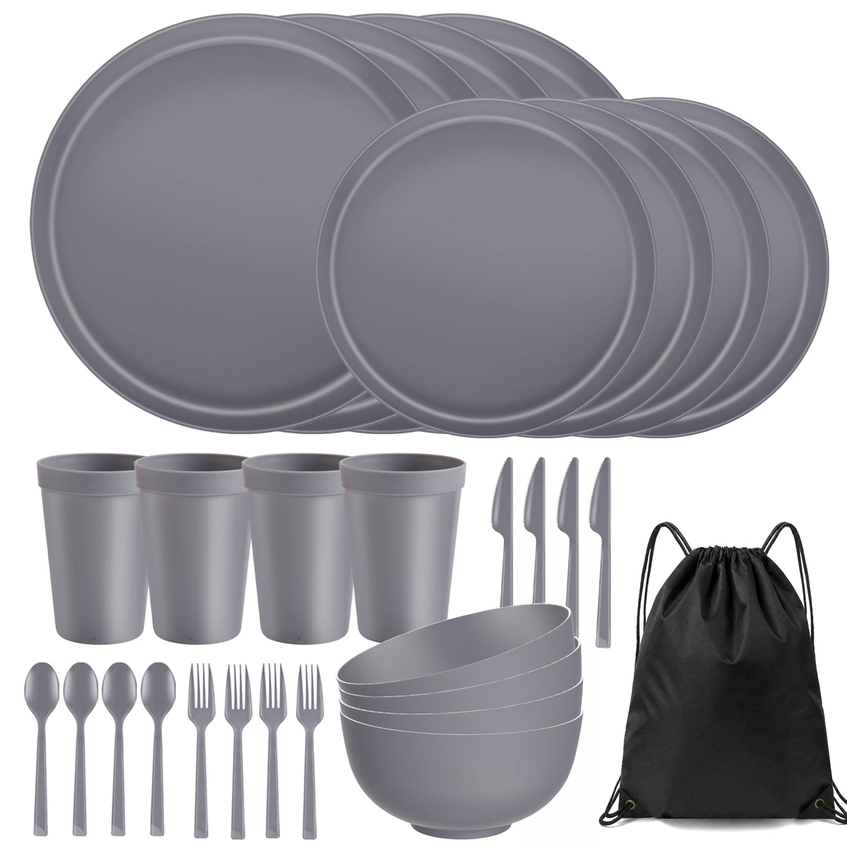 42 Piece Dinnerware Set for 6, Unbreakable Plates and Bowls Sets