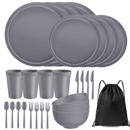 42 Piece Dinnerware Set for 6, Unbreakable Plates and Bowls Sets