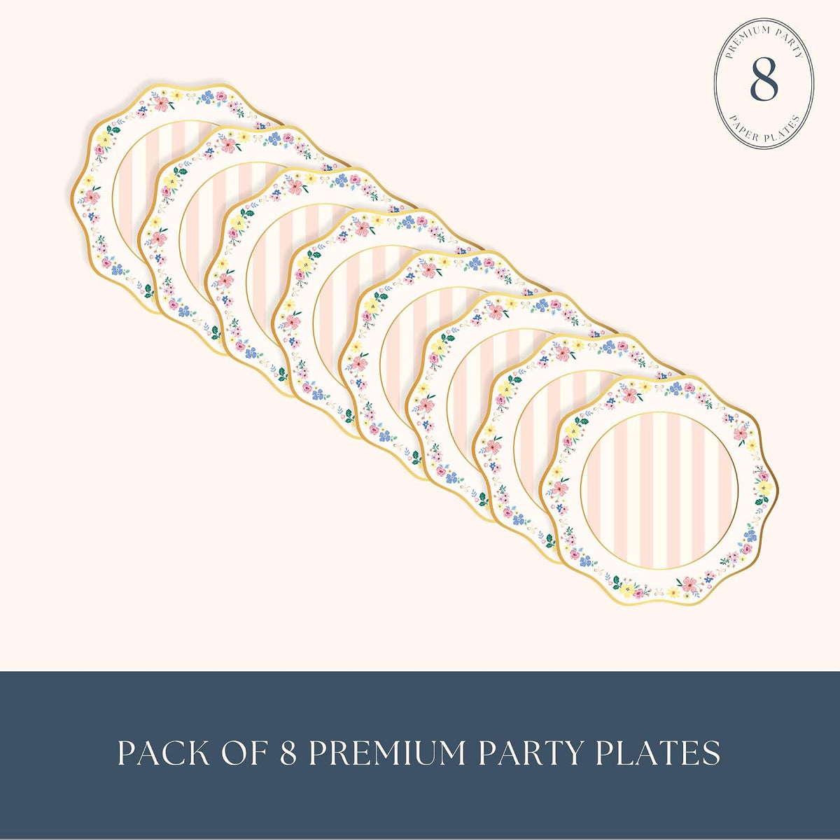 Bonjour Fête Multicolor Elegant Floral Dinner Plates, Pack of 8, 10.75"