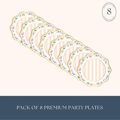 Bonjour Fête Multicolor Elegant Floral Dinner Plates, Pack of 8, 10.75"