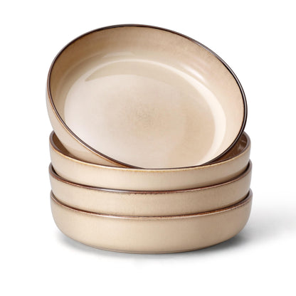 E-far Blue Pasta Bowls Set of 4, 35oz Double Reactive Glaze Stoneware