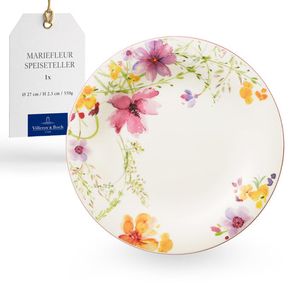 Villeroy & Boch Mariefleur Basic Rim Soup, 9 in, Premium Porcelain, White/Multicolored
