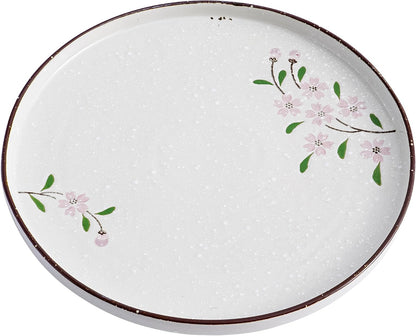 Dinner Plates Ceramic Plate Set - 12" Large Serving Plate Sets - Flat Round Big Porcelain Plates for Kitchen (4Pack, Pink Sakura)