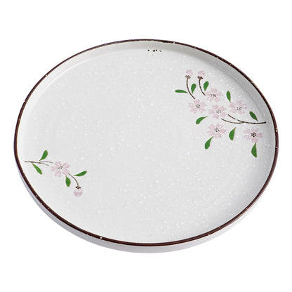 Dinner Plates Ceramic Plate Set - 12" Large Serving Plate Sets - Flat Round Big Porcelain Plates for Kitchen (4Pack, Pink Sakura)