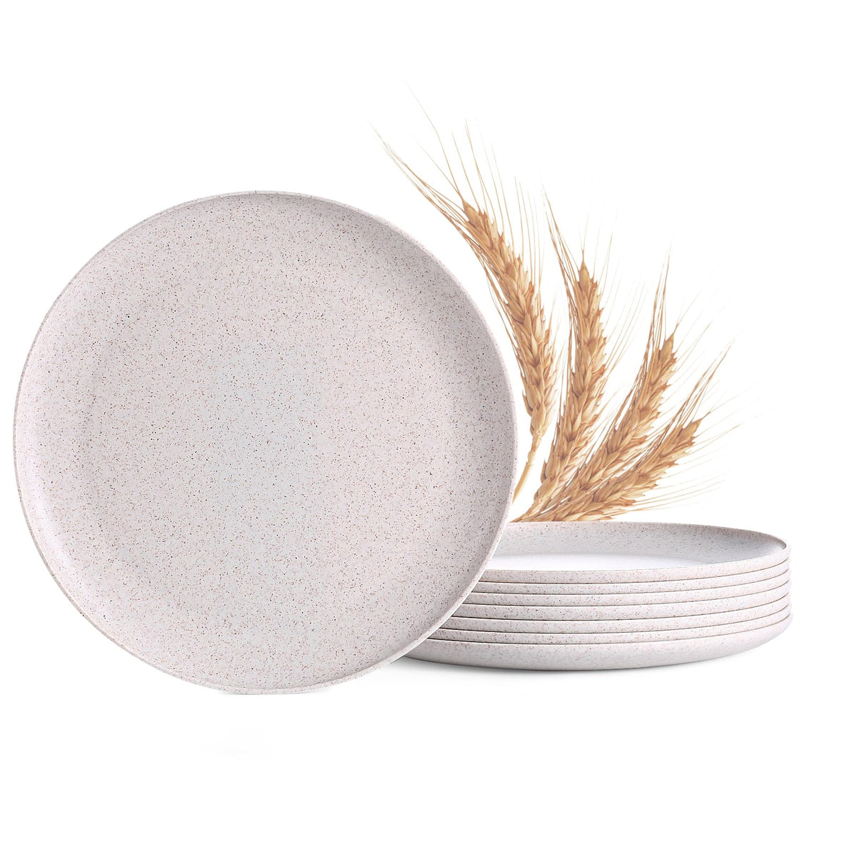 MISS BIG Wheat Straw Plates Set of 4, 10 Inch White Dinner Plates, BPA Free