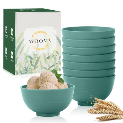 Wrova Wheat Straw Bowls Set 60 OZ Unbreakable Large Cereal Bowls Set of 6 Microwave and Dishwasher Safe Bowls Big Bowls for Camping and Picnic BPA Free Soup Bowl for Serving Oatmeal and Salad. Black