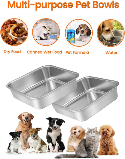 Stainless Steel Dog Bowls, [2 Pack] Water and Food Bowl Set, 1.6L Pet Metal Dishes for Small Medium Large Dogs