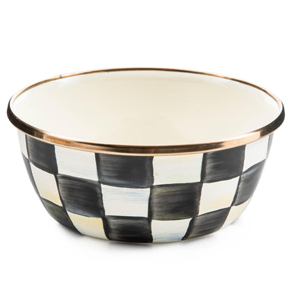 MACKENZIE-CHILDS Enamel Pinch Bowl, Small Bowl for Cooking Ingredients, 1.5-Cup Capacity, Wild Rose Slate