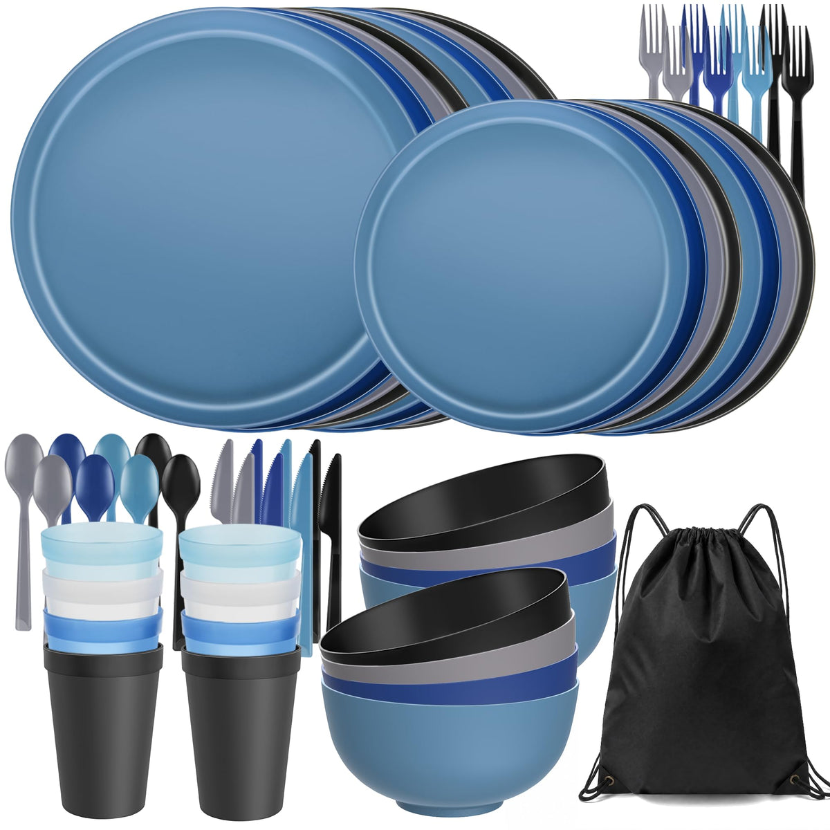 42 Piece Dinnerware Set for 6, Unbreakable Plates and Bowls Sets