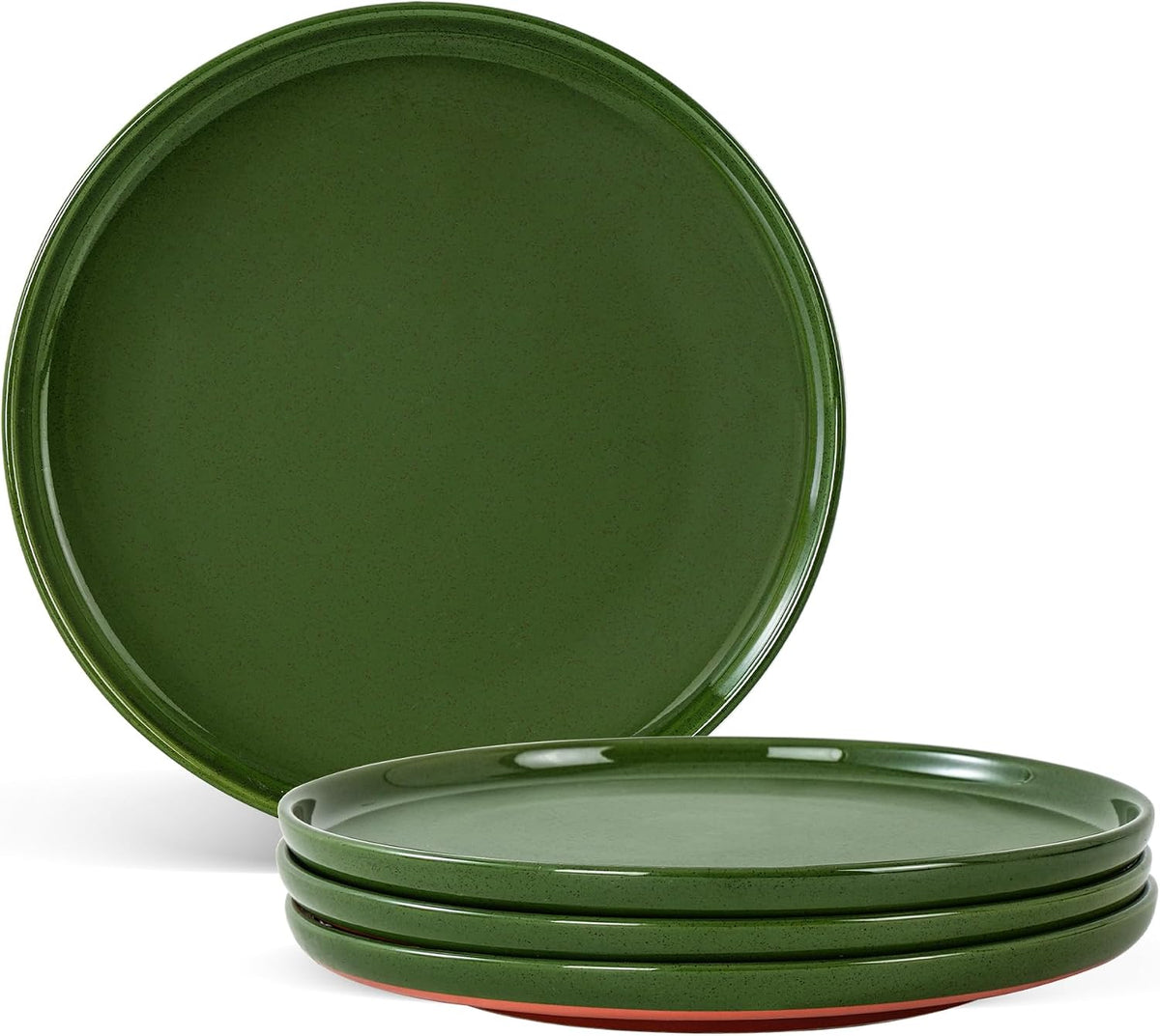 Ceramic Dinner Plates, 10.25 Inch, Set for 4, Elegant Green