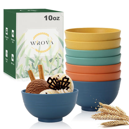 Wrova Wheat Straw Bowls Set 60 OZ Unbreakable Large Cereal Bowls Set of 6 Microwave and Dishwasher Safe Bowls Big Bowls for Camping and Picnic BPA Free Soup Bowl for Serving Oatmeal and Salad. Black
