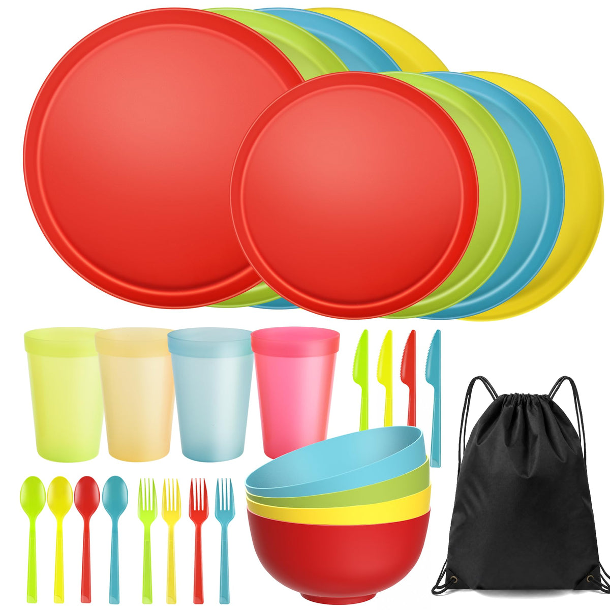 42 Piece Dinnerware Set for 6, Unbreakable Plates and Bowls Sets