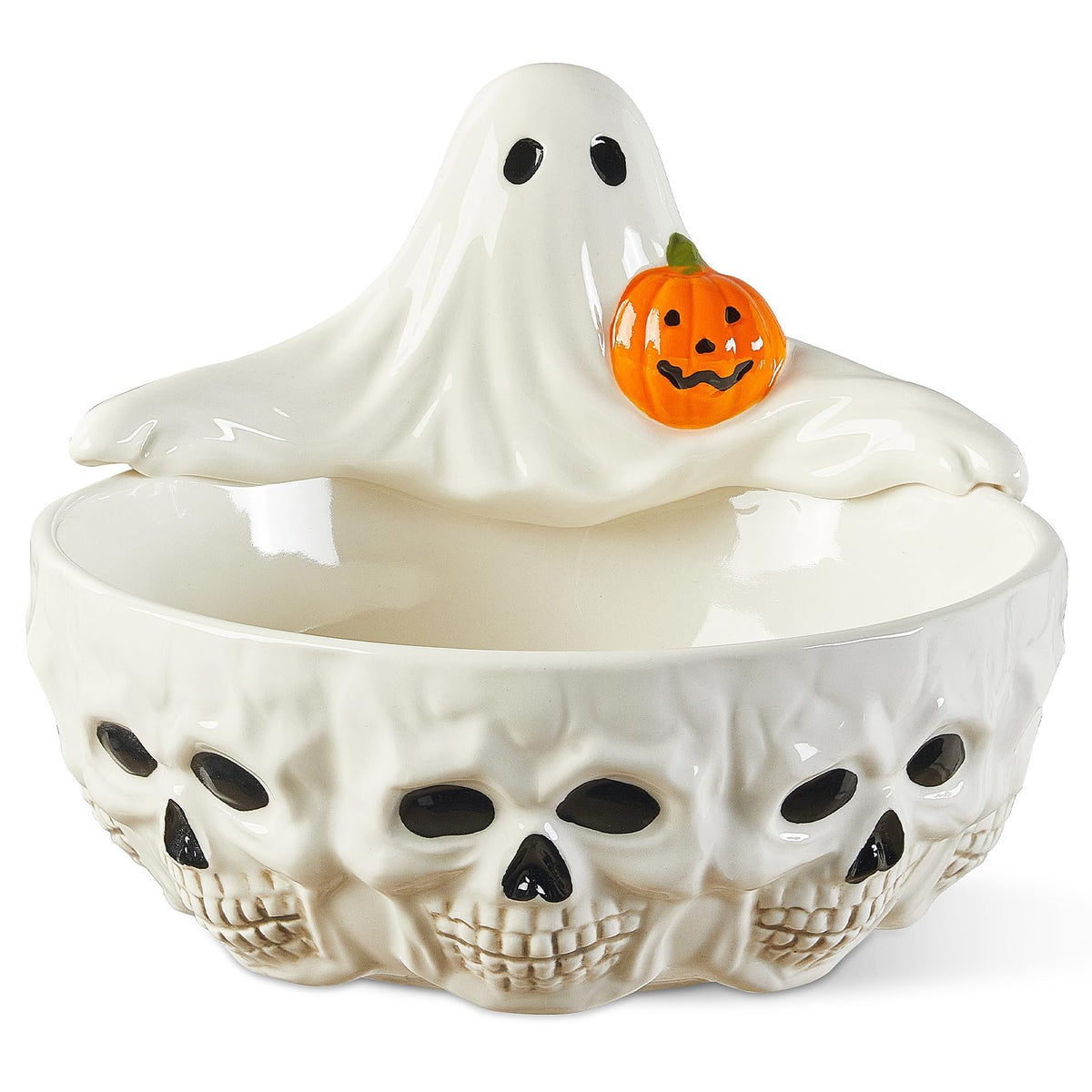 Metahom 8 Inch Halloween Candy Dish, Ceramic Pumpkin Candy Bowl, 28 Oz