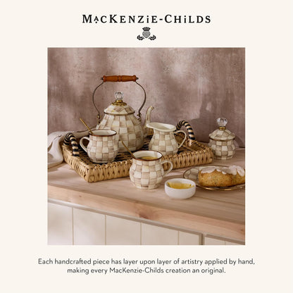 MACKENZIE-CHILDS Enamel Compote, Large, Brown-and-White Mocha Check