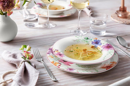 Villeroy & Boch Mariefleur Basic Rim Soup, 9 in, Premium Porcelain, White/Multicolored