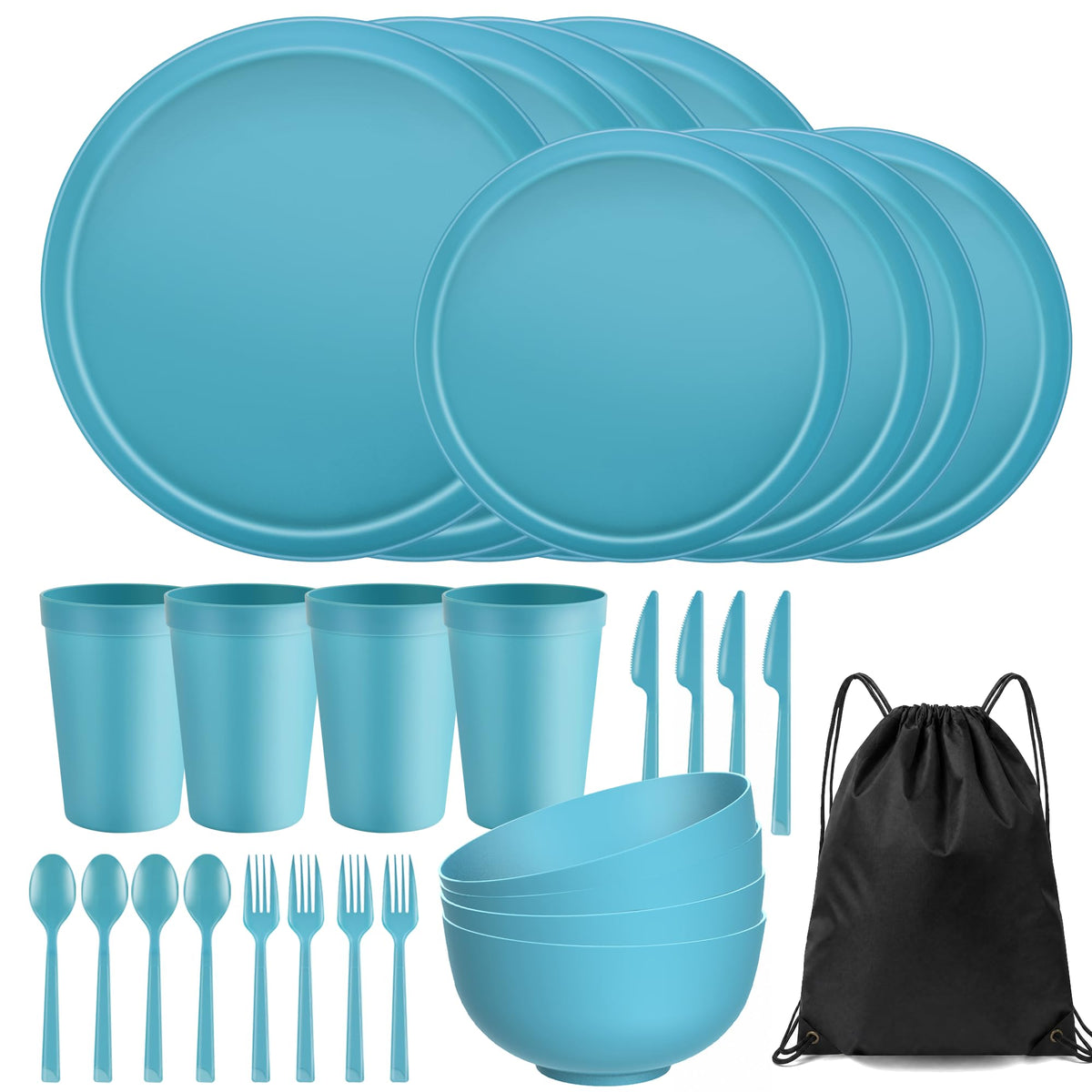 42 Piece Dinnerware Set for 6, Unbreakable Plates and Bowls Sets
