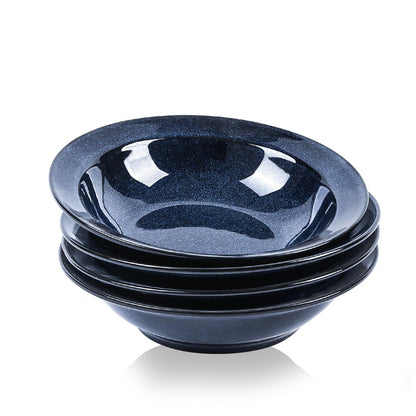 vicrays Wide Rim Soup Bowls - 27oz Ceramic Pasta Plates Bowl Set of 4 for Gumbo Salad Spaghetti Dipping Bread Dishes Home Restaurant Use - Microwave Dishwasher Oven Safe - Blue