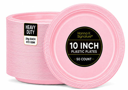 Silver Solid Color Premium Heavy Weight Plastic Dinner Plate (9") 50 Count - Premium Plastic, Elegant & Durable, Perfect for Events