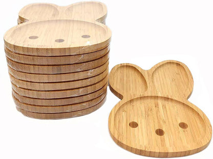 JB Home Collection 4572, Bamboo Cat Shape Food Plate for Snacks Appetizer Fruit Vegetable | Food Platter | Picnic Kitchen Party | Eco-Friendly Plates, 7"x6.5", Cat Face, 1 Pack
