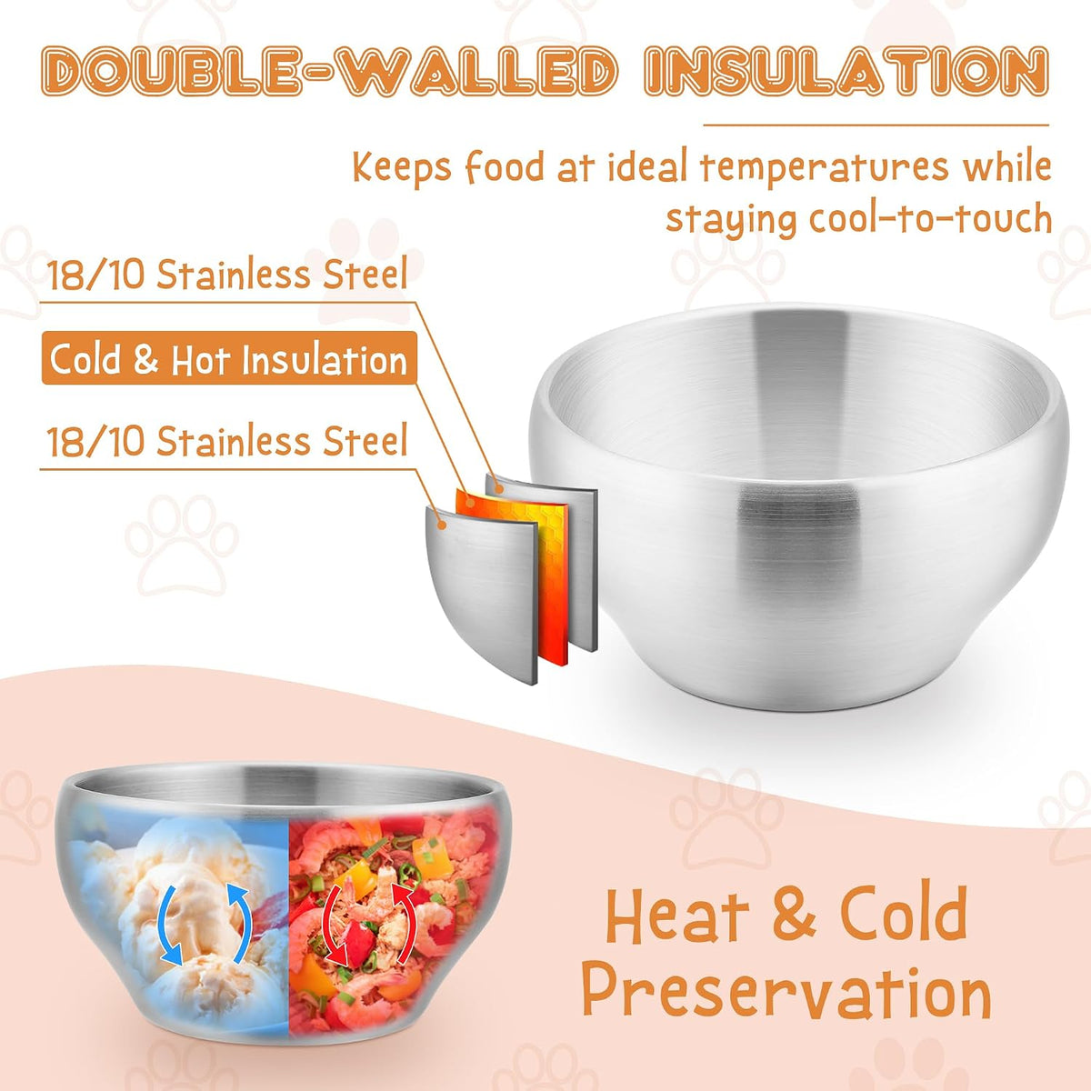 E-far Stainless Steel Bowls for Kids-6 Pack, 12oz Metal Baby Toddler Bowls