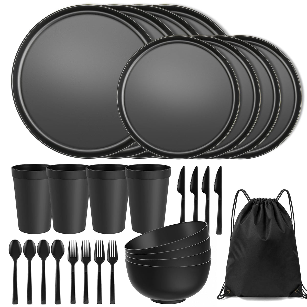 42 Piece Dinnerware Set for 6, Unbreakable Plates and Bowls Sets