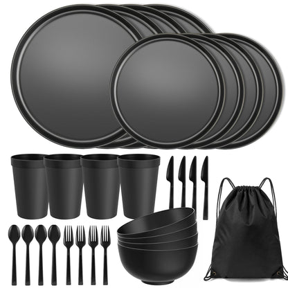 42 Piece Dinnerware Set for 6, Unbreakable Plates and Bowls Sets