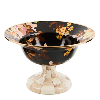 MACKENZIE-CHILDS Enamel Compote, Large, Brown-and-White Mocha Check