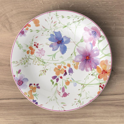Villeroy & Boch Mariefleur Basic Rim Soup, 9 in, Premium Porcelain, White/Multicolored