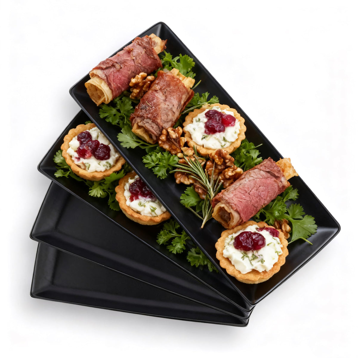 Gomakren 3 Tier Rectangular Serving Tray 14 Inch Serving Platters and Stand