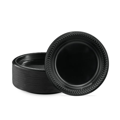 PLASTICPRO 100 PCS Black Plastic Bowls Light Weight 12 oz Plastic Soup Bowls Black Salad Plates Disposable for Party and Wedding