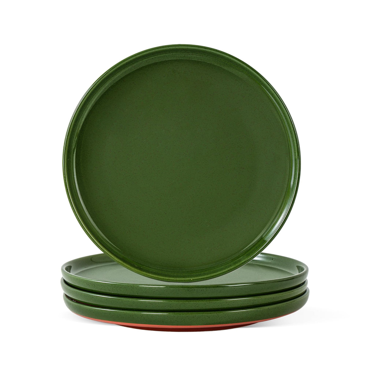 Ceramic Dinner Plates, 10.25 Inch, Set for 4, Elegant Green