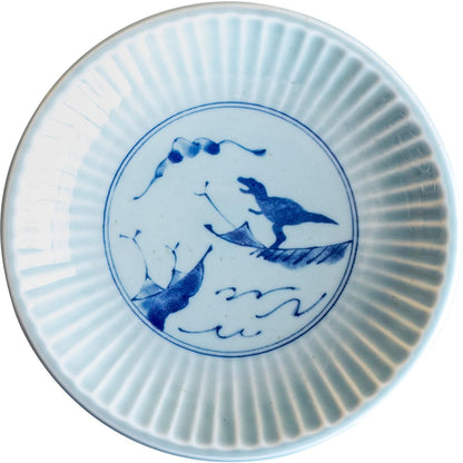 Awasaka EK88-A01 Edokko Dinosaur, Good Edge Dragon Plate, Made in Japan, Diameter 9.1 x 1.8 inches (230 x 45 mm)